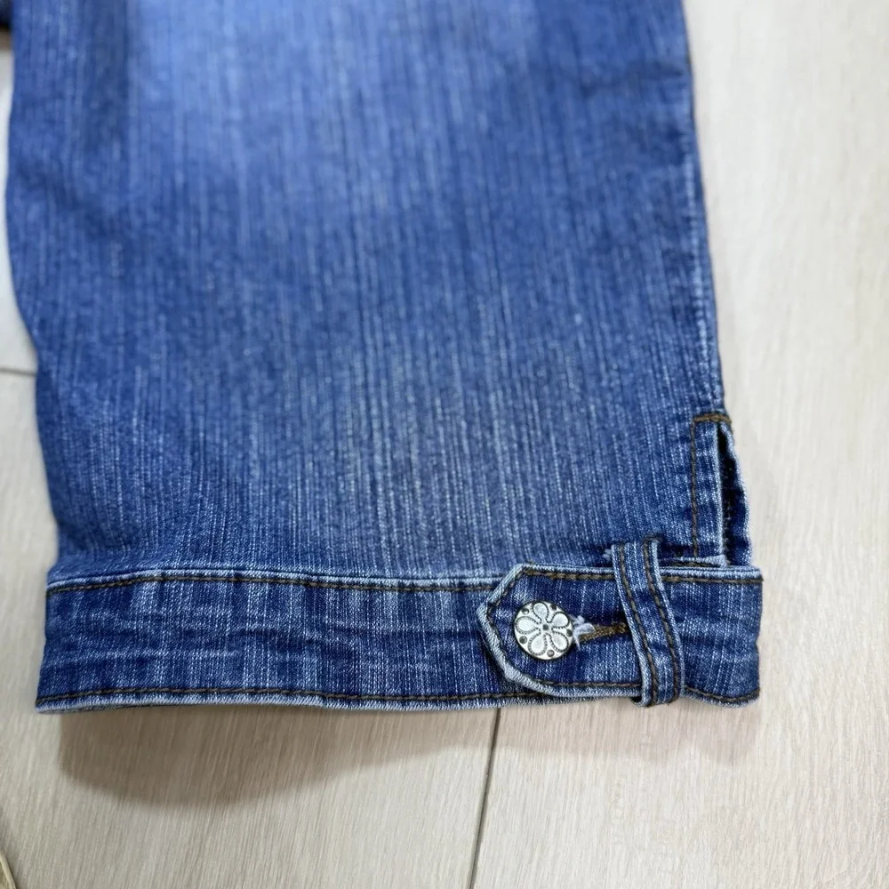 Y2K Nina Rossi Women Sz 5 Denim Bermuda Shorts Stretch Mid Rise Capri Blue Jeans